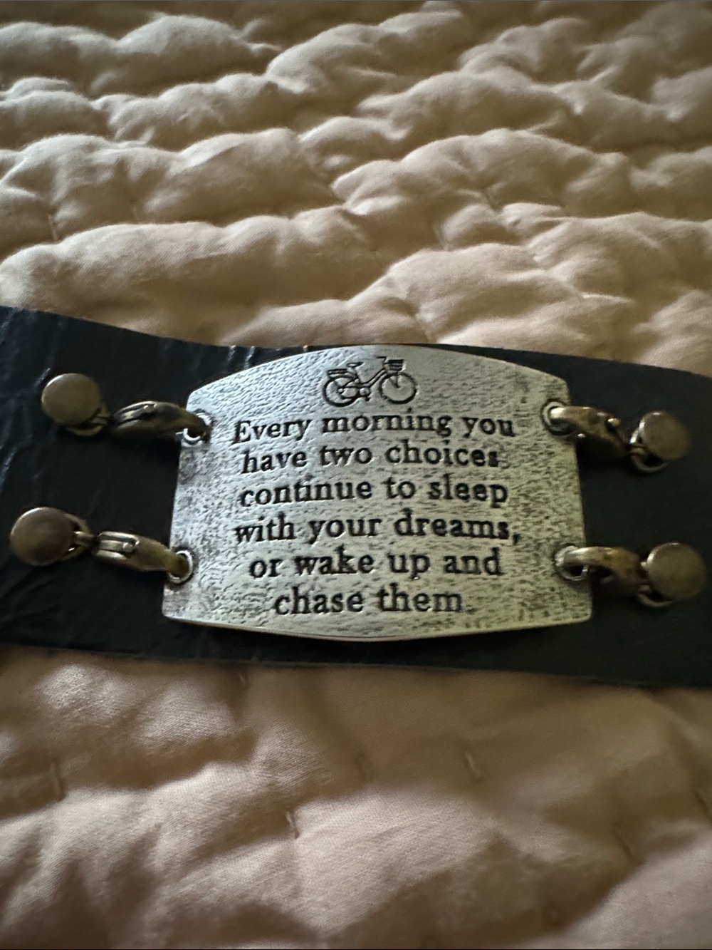 Lenny & Eva Inspirational Quote Black Leather Cuff Bracelet - Picture 4 of 4